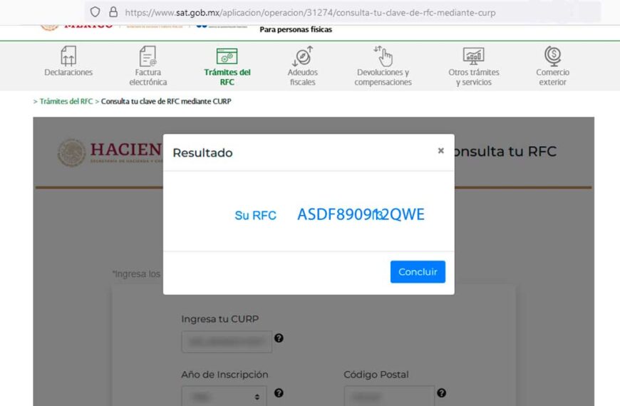 consulta tu clave de rfc mediante tu curp