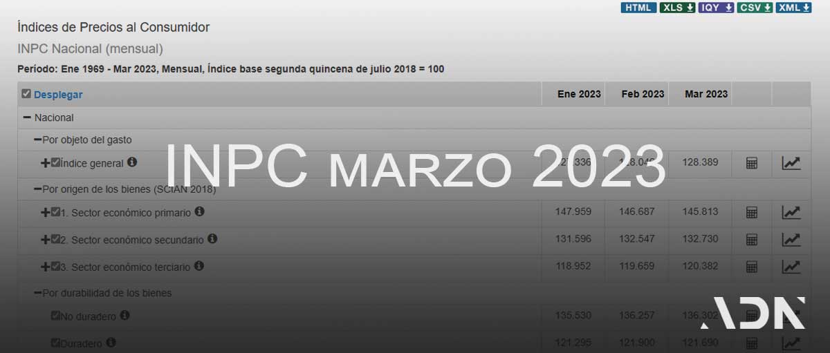 INPC 【Índice Nacional de Precios al Consumidor】 2023 ADN