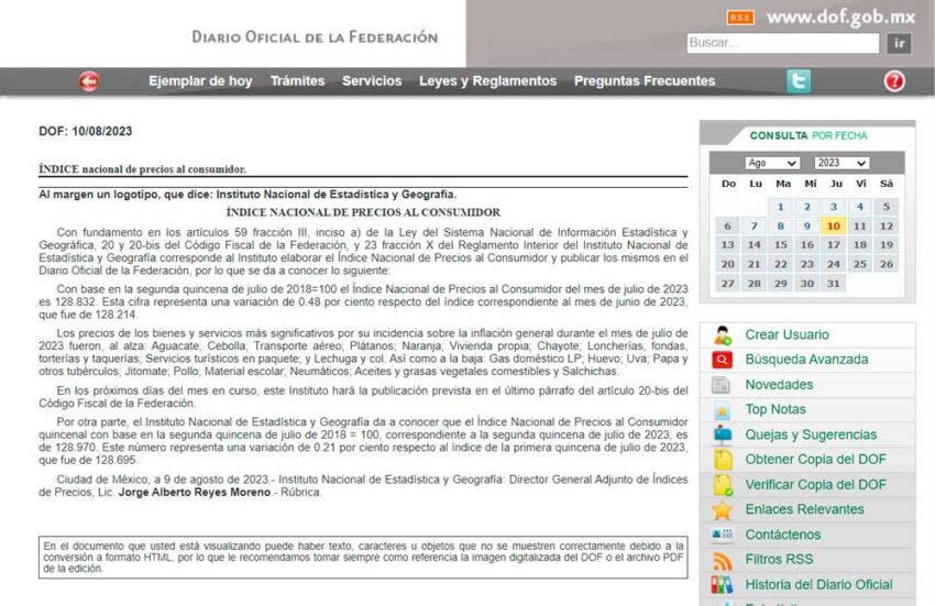 INPC 【Índice Nacional de Precios al Consumidor】 2024 ADN